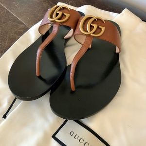 Authentic Gucci double G Thong Sandals